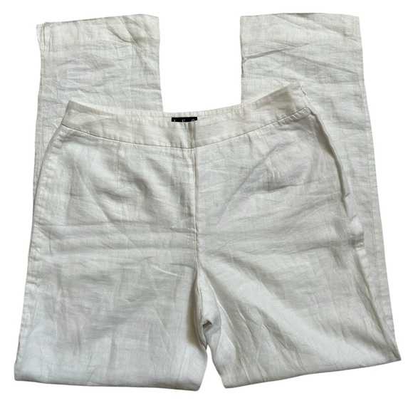 INC Women’s Hepburn White Linen Pants Side Zip Lined Ankle Length Size 4 NWT - Picture 1 of 9